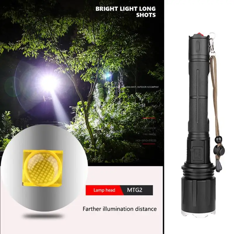 MTG2 LED Flashlight 60W 4 Modes Power Display Torch Glare Lamp for Camping Input and Output Emergency Charging Treasure