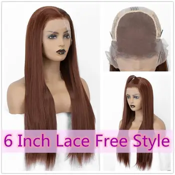

Scheherezade Copper Red Synthetic Wig Long Straight 13x6 Lace Front Wigs For Black Women High Temperature Fiber Cosplay Wigs