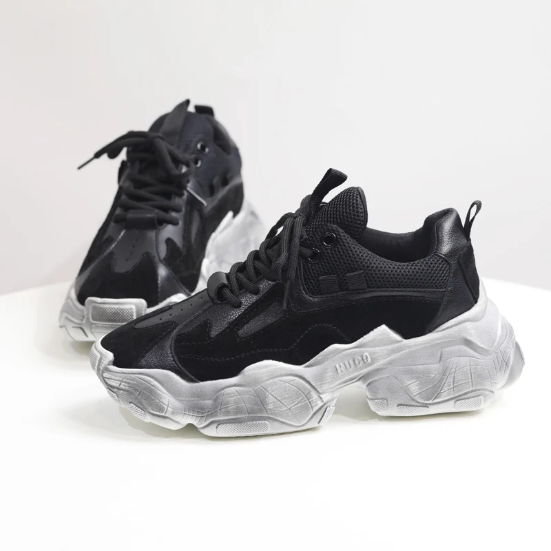 all black chunky trainers womens