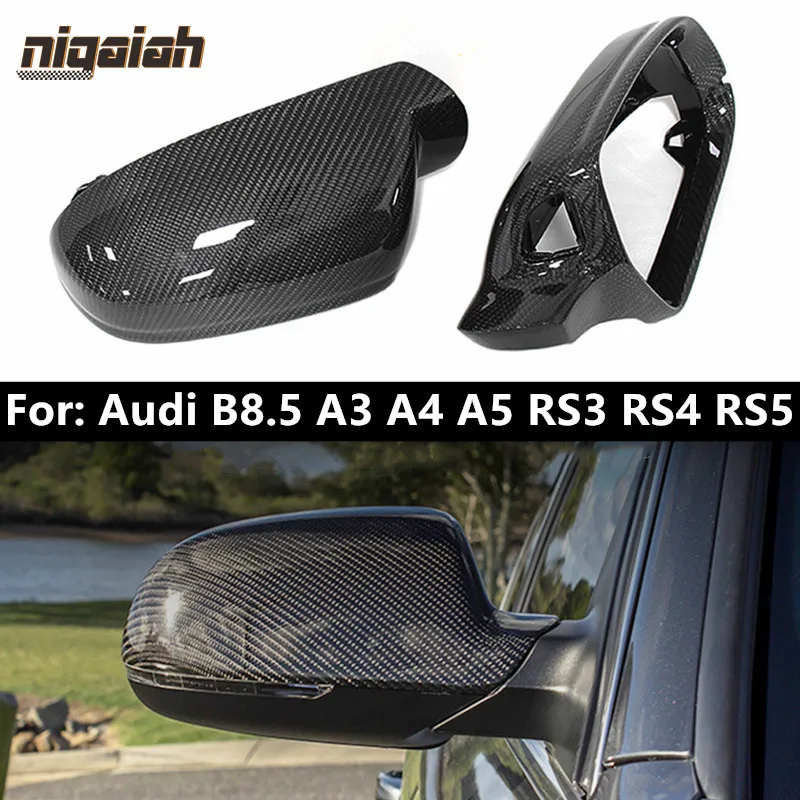 Mirror Cover Replacement For Audi B8.5 A3 2010-2013 A4 A5 S5 RS3 RS4 RS5 Carbon Fiber Mirror Caps OEM Fitment Housing