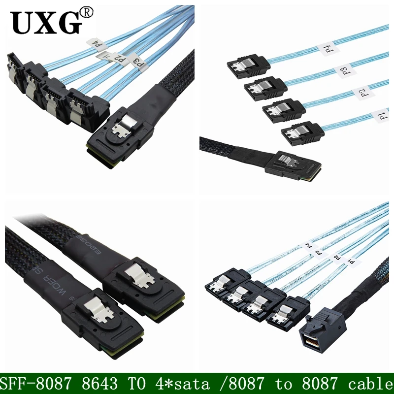 2 Cavi Mini SAS A SATA SFF-8087 A 4x SATA – 0,5m – Per Controller RAID E Server – 6Gbps