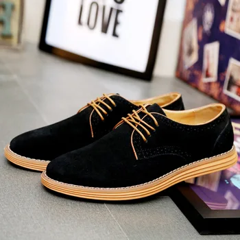 

Men Sneakers Soft Cow Suede Genuine Leather Lace Up Casual Shoes Flat Oxord Brand Sneakers Men's White Shoes Brogue Shoes