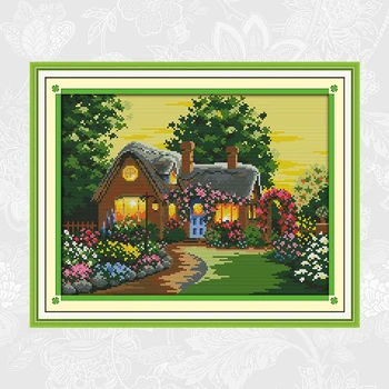 

Needlework Cross Stitch Schemes Counted Printed On Canvas 14CT 11CT Suburban House DIY Handmade Crafts Home Decoration