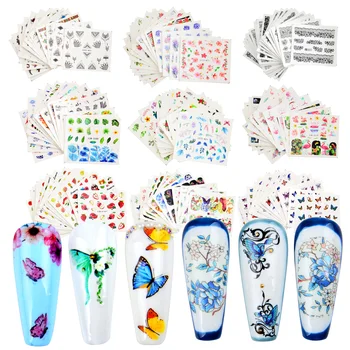 

1 Set Black Flower Nail Sticker Sets Blooming Floral Water Transfer Decals Nail Art Sticker Manicure Foils Slider