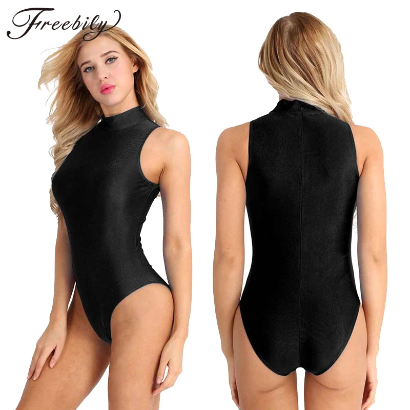 

Women Sleeveless Ballet Leotard Adult High Neck Gymnastics Leotards One-Piece Swimsuit Ballerina Stage Performance Bodysuit