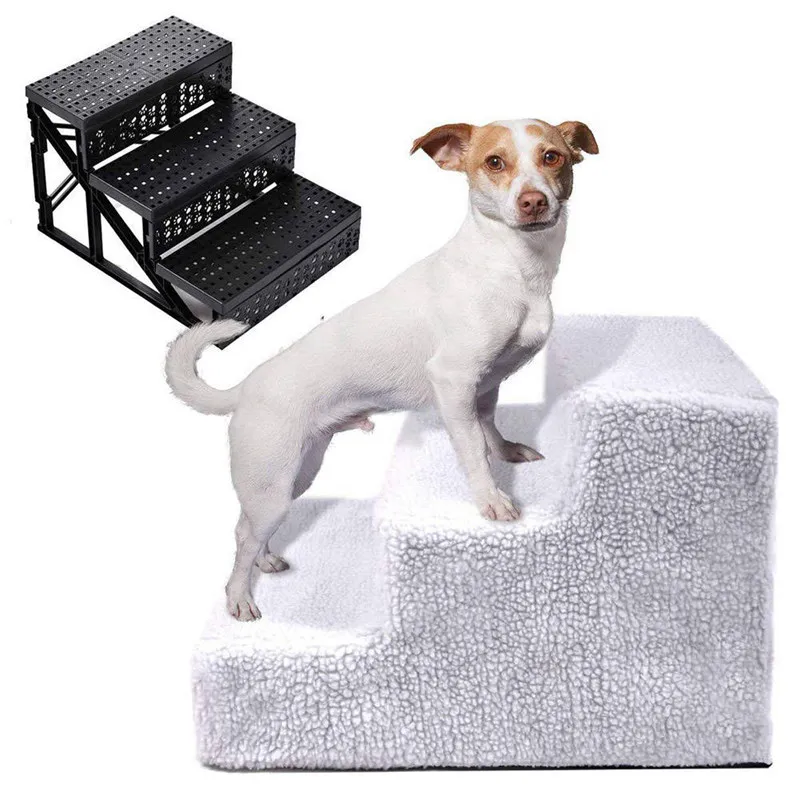 

Portable 3 Steps Pet Dog Cat Stairs Ramp Easy Way Ladder Cover Indoor Nonslip Dog Bed Ladder Universal Dog Accessories