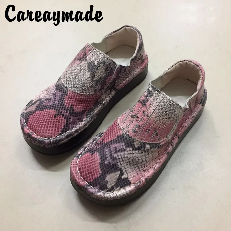 Careaymade/Новинка Тонкие туфли из змеиной кожи Низкие корейские женские воловьей