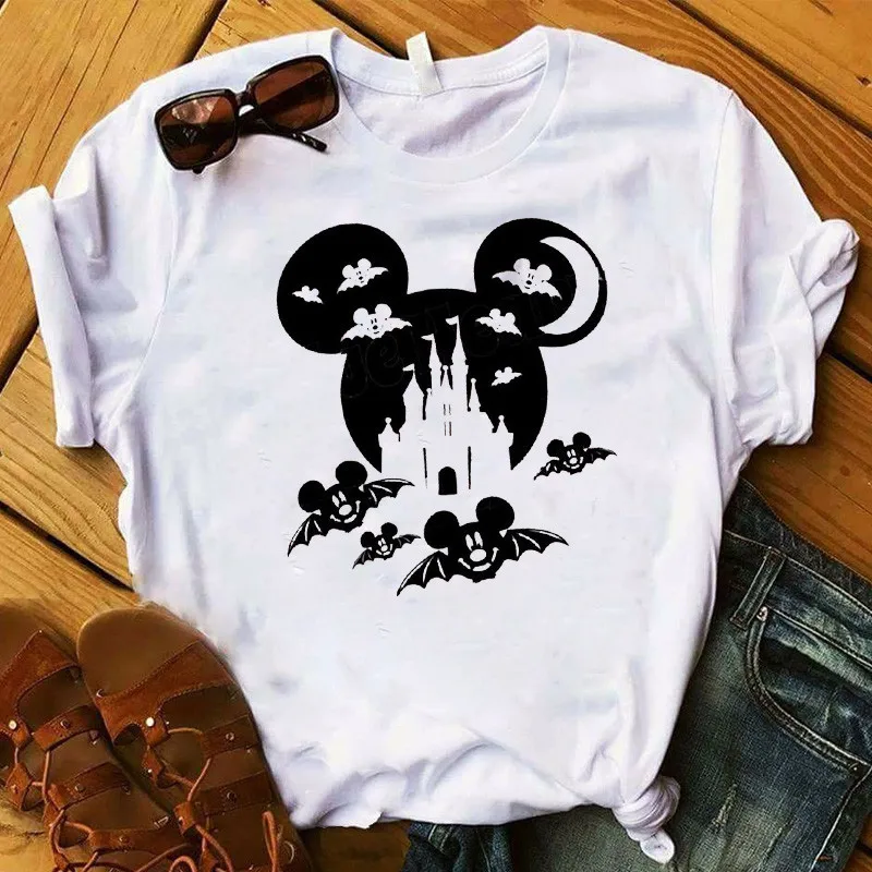 Fashion Women T Womens Ear Funny Cartoon Bat Halloween Festival Graphic Tee Shirt Femme Top Tshirt Female Ladies Clothes T-shirt | Женская