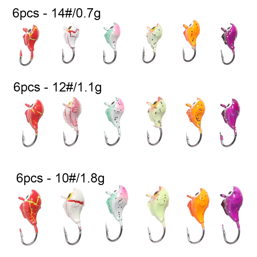 6PCS Winter Ice Fishing Lure Artificial Soft Bait 0.5~1.8g Ants Shaped  Colored Jig Head Small Ice Fishing Hook For Lure Worm - AliExpress