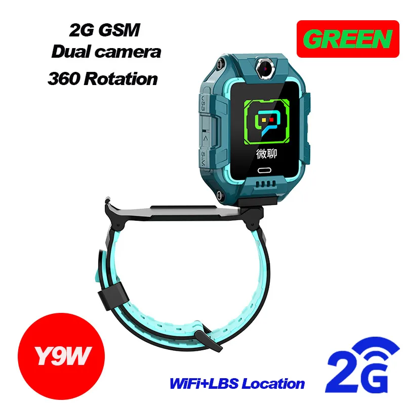 696 Детские 4G LTE умные часы gps+ WiFi+ LBS расположение SIM Двойная камера вращение на 360 градусов умные часы телефон часы ремешок - Цвет: Y9W Green