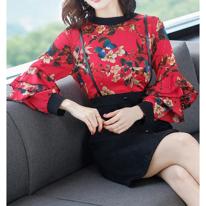 

Chinese-style Floral Printed Dress WOMEN'S Dress Joint French fu gu qun 2019 Spring New Style A- line Skirt Fashion