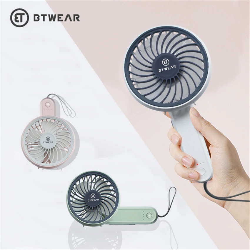 BTwear мини-вентилятор портативный ручной USB вентиляторы супер-бесшумный удобный воздушный охладитель вентилятор USB Встроенный аккумулятор 2500 мАч гаджет