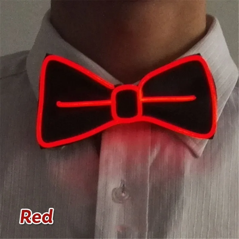 red Модный мужской светодиодный галстук-бабочка, идеально подходит для рождества, Хэллоуина, Нового года, светящийся Неоновый мигающий музыкальный фестивальный рейв Вечерние - Цвет: red