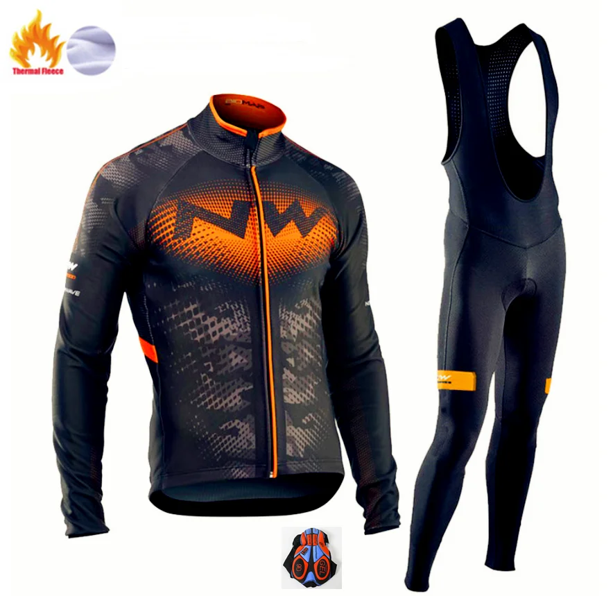 Winter Cycling Suit Велосипедная майка Pro Team NW Ropa Ciclismo Hombre Triathlon, комплект для велоспорта MTB, одежда для велоспорта Northwave, комплект для велоспорта с нагрудником и штанами - Цвет: Winter Cycling Suit