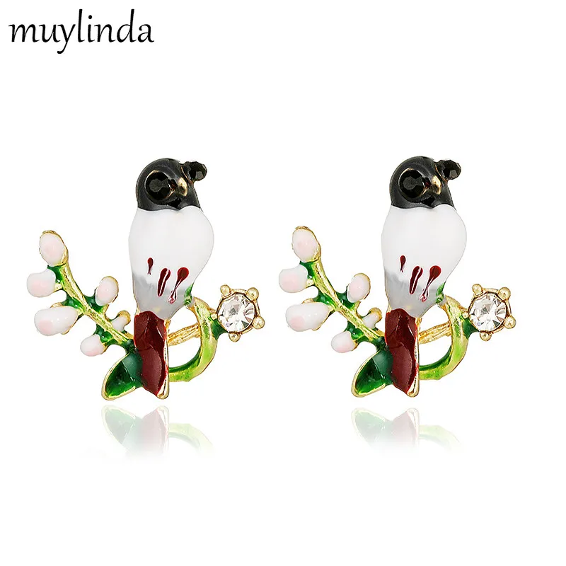 Muylinda Серьги Подарки для женщин Птица Эмаль серьги для девочек маленькие ювелирные украшения серьги со стразами вечерние заявление