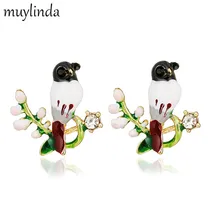 Muylinda Серьги Подарки для женщин Птица Эмаль серьги для девочек маленькие ювелирные украшения серьги со стразами вечерние заявление