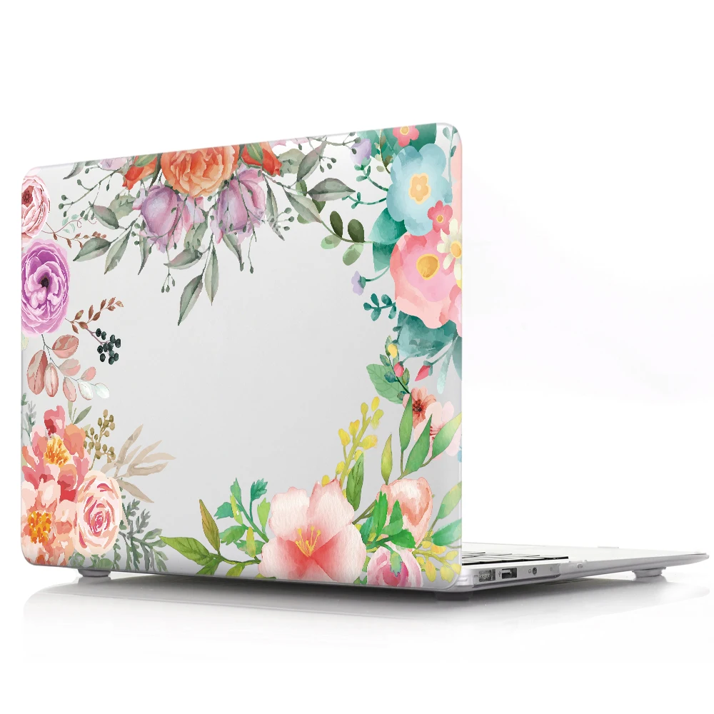 Жесткий Чехол для ноутбука MacBook air 13pro для Apple macbook Air13.3 12 15 A1932 A1989 A1708 A1707 A1466 с цветочным рисунком