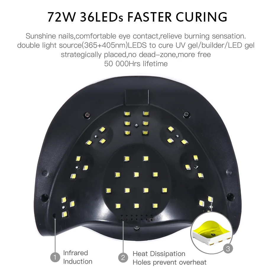 High Power Nail Dryer Machine All Gel Polish Fast Curing UV LED Nail Lamp LCD Touch Display Auto Sensor Manicure 3