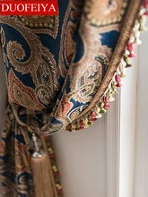 

American Light Luxury Orange Orange Velvet Pure Color Lace Stitching Blackout Curtains for Living Room Bedroom Finished Product