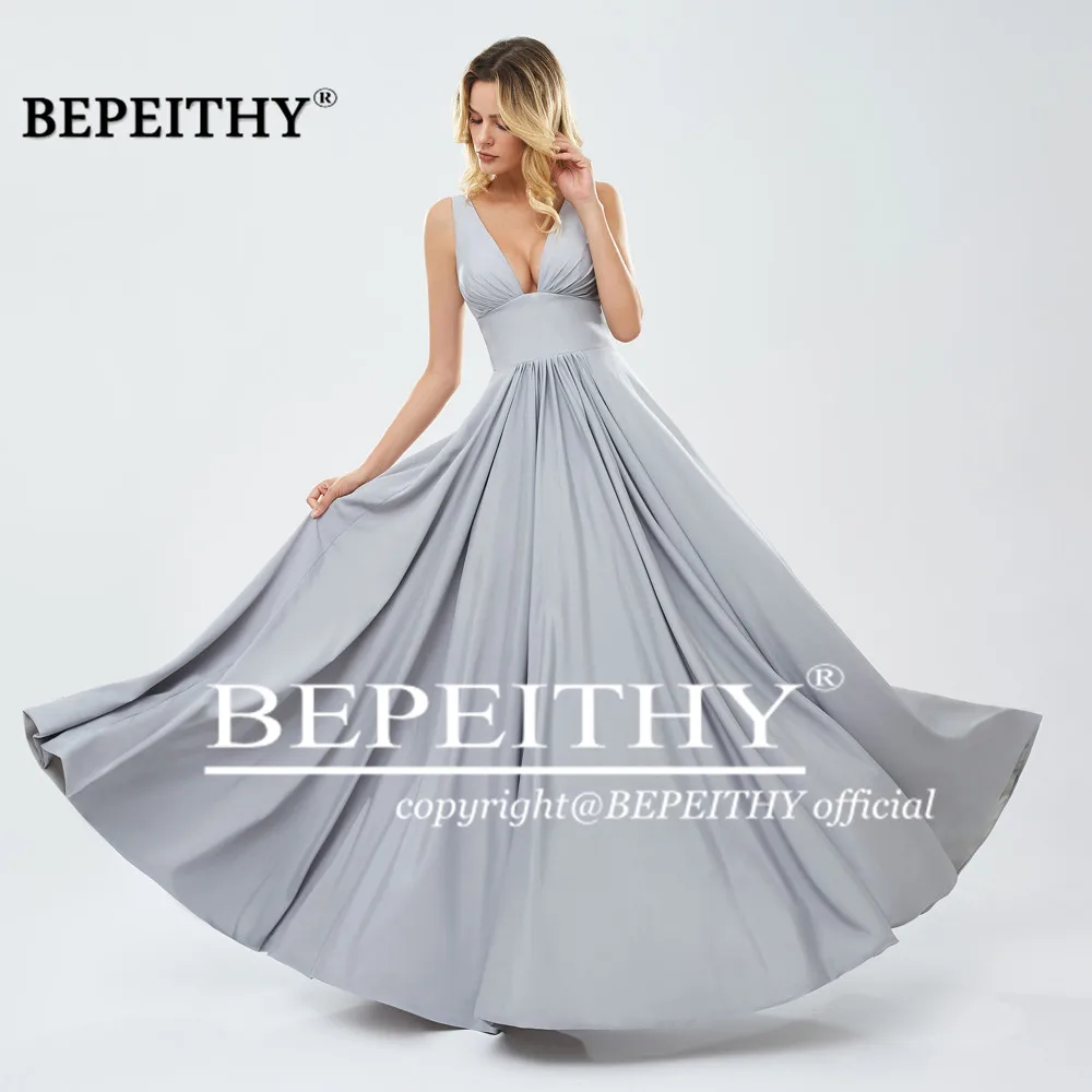 BEPEITHY глубокий v-образный вырез Длинные вечерние платья vestido de festa винтажное платье на выпускной, вечернее платье