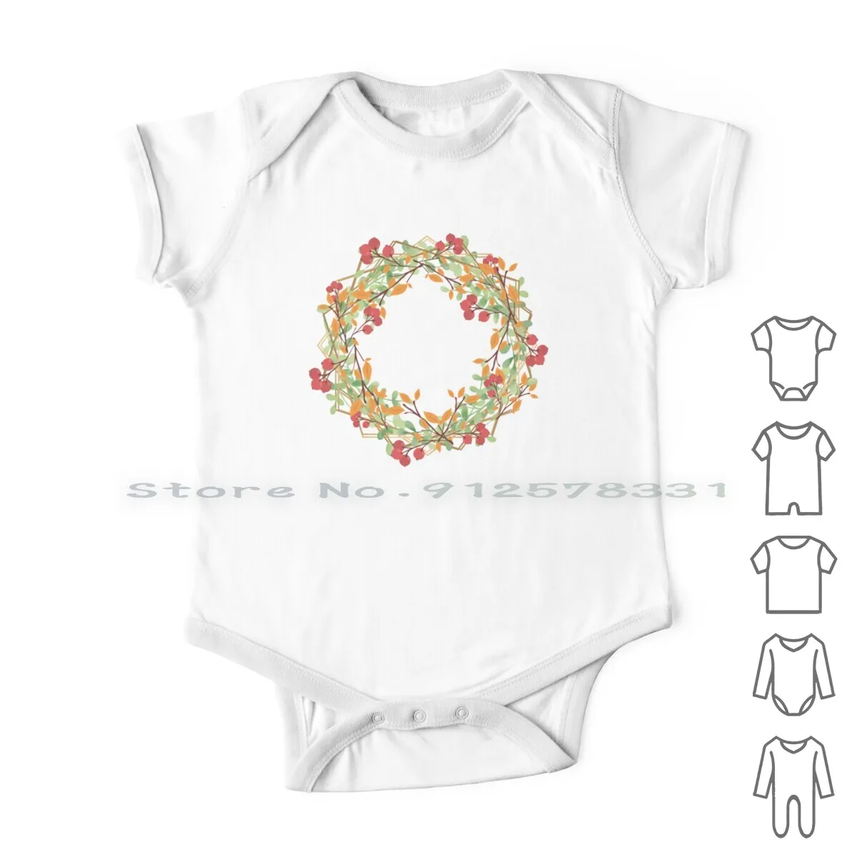 

Fall Wreath , Berries And Eucalyptus , Wire Frame Wreath Newborn Baby Clothes Rompers Cotton Jumpsuits Fall Wreath Berries And