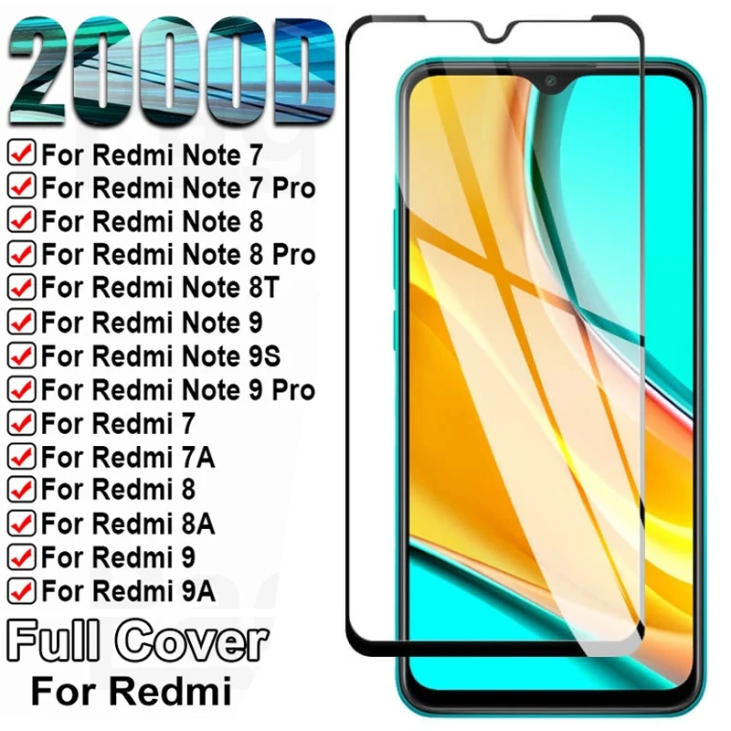 Закаленное стекло 9H с полным покрытием для Xiaomi Redmi 9 9A 9C 9T 8 8A 7 7A защитная пленка