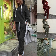 Vertvie осенний спортивный костюм с длинными рукавами, плотные толстовки с капюшоном, женские спортивные костюмы, повседневный комплект из 2 предметов, спортивный костюм для бега, модный