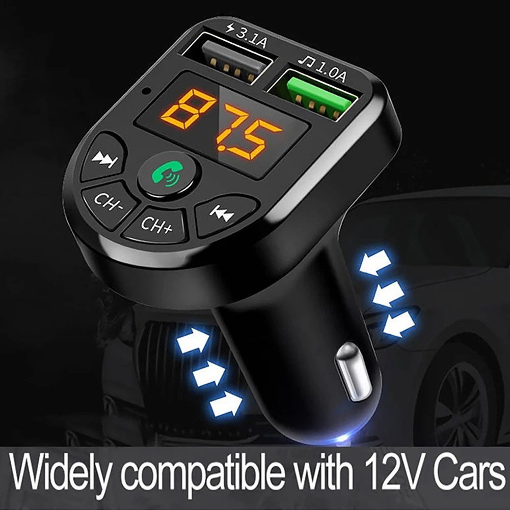 Зарядное устройство для автомобиля с двумя портами USB Мобильный телефон Bluetooth