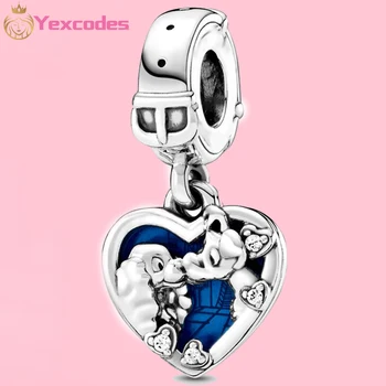 

2Pcs/Lot Anime Series "Miss and Homeless" heart-shaped Charms,Fit Brand Charms Bracelets Necklaces Women DIY Jewelry Gift