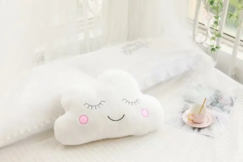 Плюшевые небесные подушки спальные улыбка облако звезда Капля воды подушка в виде Луны детская кроватка Декор природа подушка белый розовый серый