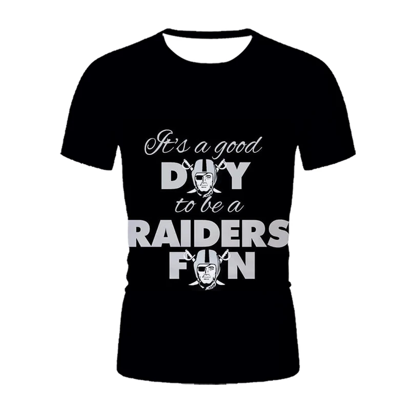 Fashion American Football Team Printed 3D T-shirt men Summer Raiders Casual Black White Hip Hop Tops Tees short-sleeved T-shirts