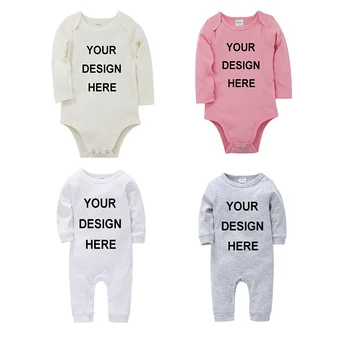 

Personalized Rompers Customed Baby Bodysuit Solid Toddler Girls Jumpsuit Onesie Custom Letters Photos Printed One Piece Roupas