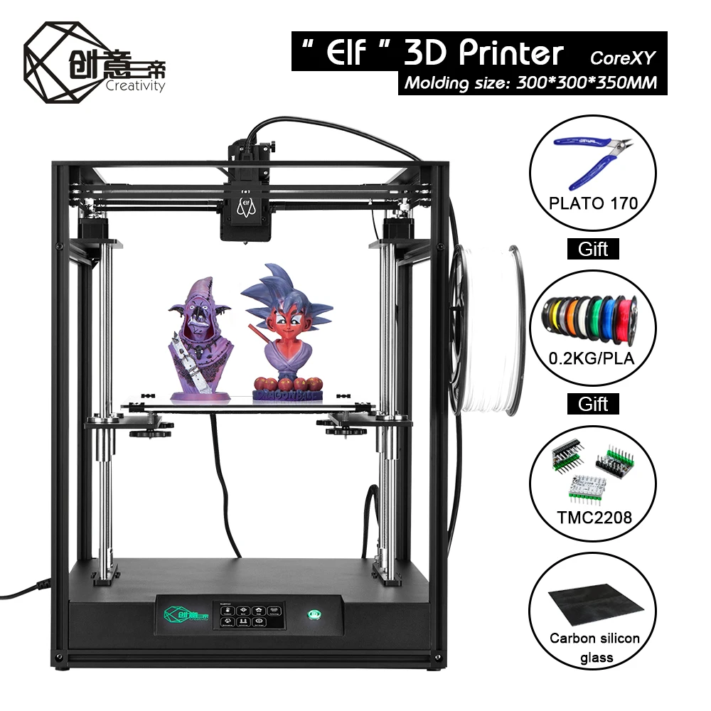 

Creativity CoreXY Structure Remote Elf Dual Z-axis 3D printer Printing Masks Magnetic Build Plate Resume Power Support BL-touch