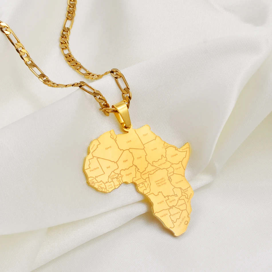 ナイジェリアのアフリカ地図ペンダントネックレス ゴールドカラージュエリー レディース メンズ アフリカ地図ジュエリー Africa 並行輸入品 ナイジェリアのアフリカ地図ペンダントネックレス ゴールドカラー