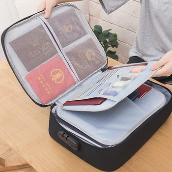 

Large Capacity Multi-layer Document Tickets Storage Bag Certificate File Organizer Case Home Travel Passport Cards Bag with Lock