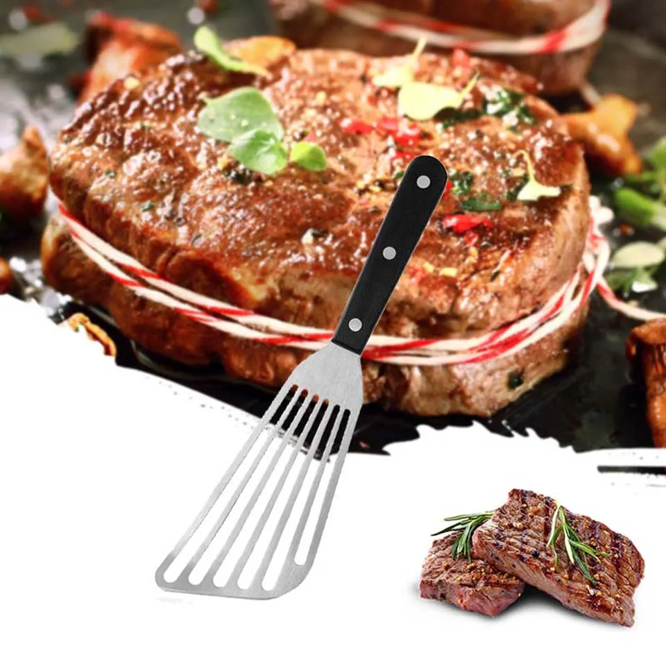 TEENRA BBQ Turners Frying Spatula Kitchen Cooking Steak Fried Shovel Pancake Flipper Cooking Fish Slice Steak Shovel Tools