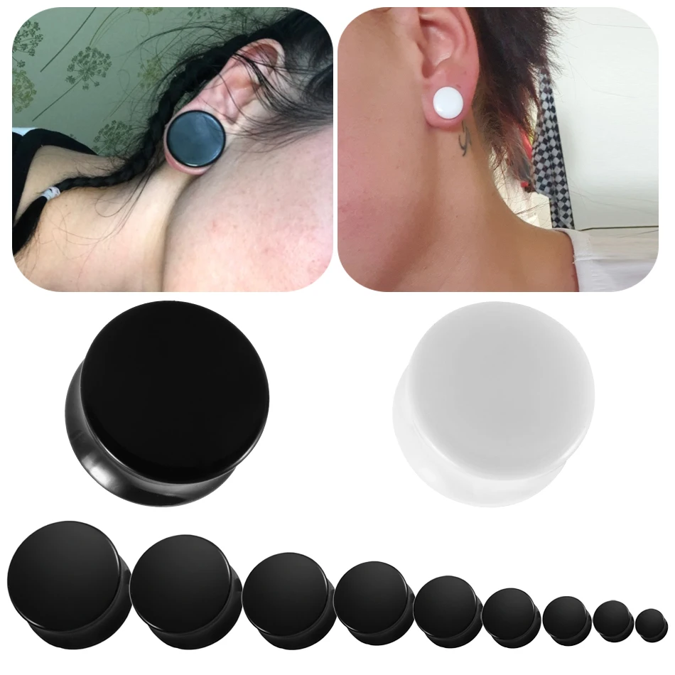2Pcs Oordoppen Tunnels Acryl Piercing Dubbele Flared Oor Meters Oor