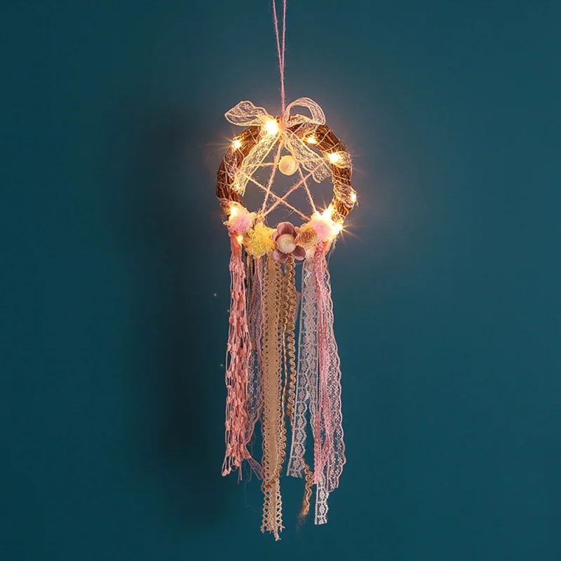 Novelty Dream Catcher LED Dream Catcher Cloud Feather Dreamcatcher Girl Baby Room Decor wall hangings nordic wind chimes