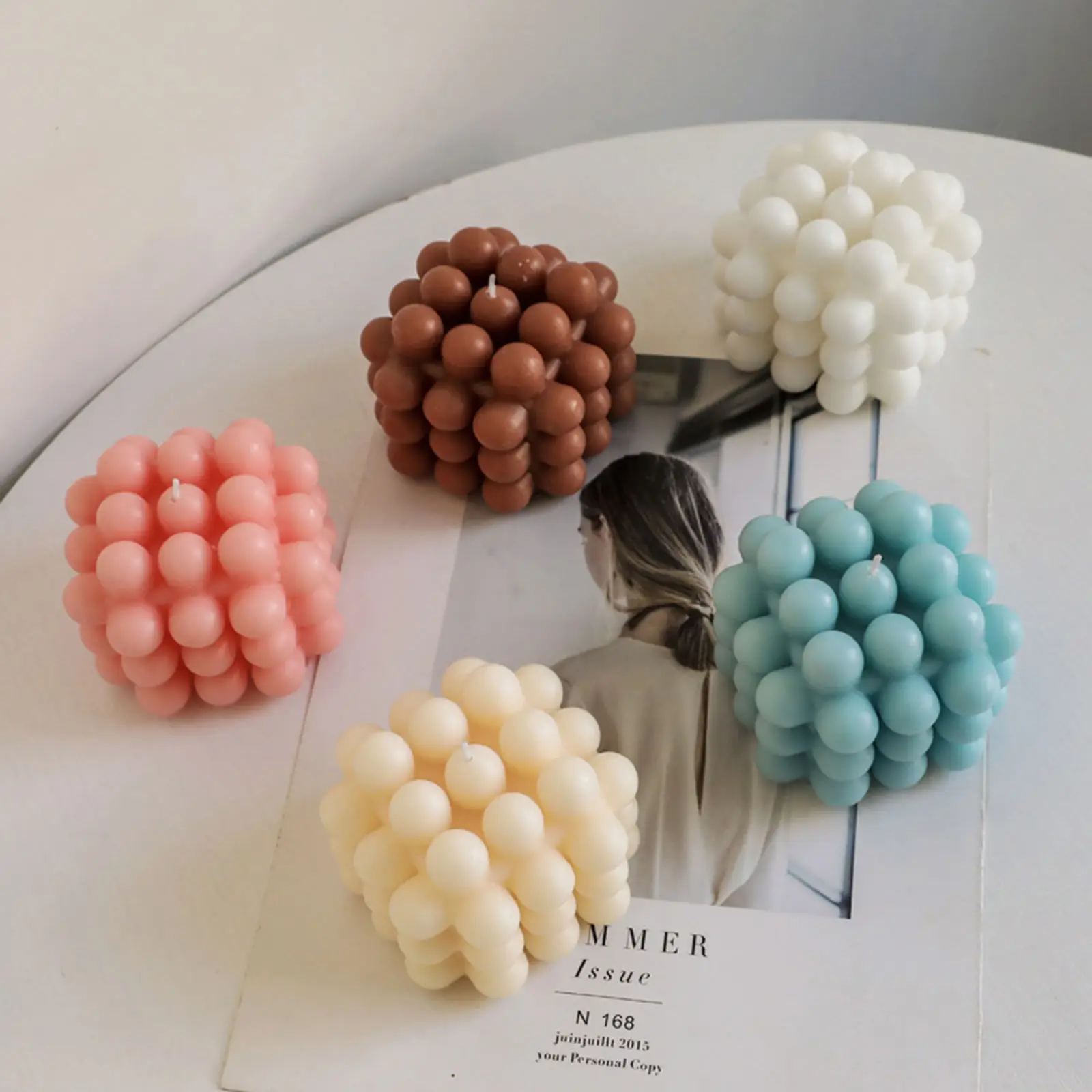 8x8cm Bubble Cube Candle Cute Soy Wax Aromatherapy Candles Scented Relaxing Birthday Gift 1PC | Дом и сад