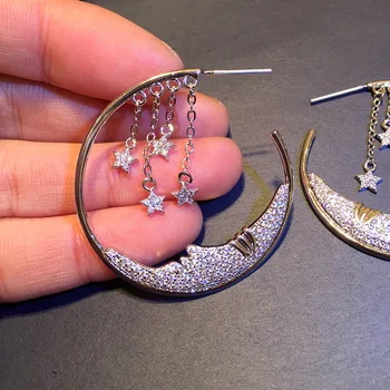 

2020 fashion new women's earrings moon star tassel earrings long designer luxury jewelry punk Korea Japan popular personality
