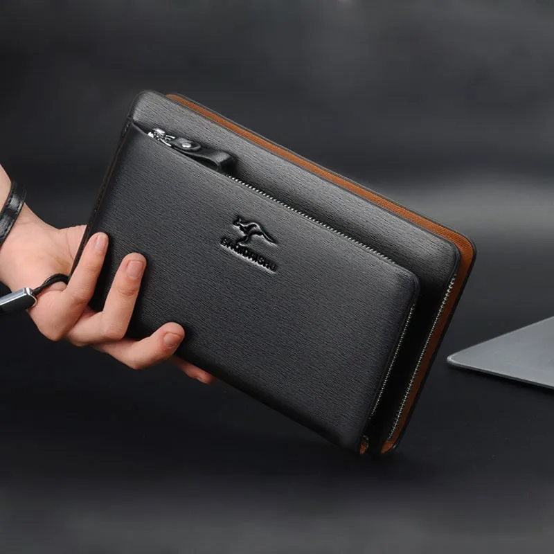 Brand Men Wallets 2021 new Double Zipper Vintage Large Wallet Clutch Bag Card Holder Coin Purse Business Long Wallets cartera
