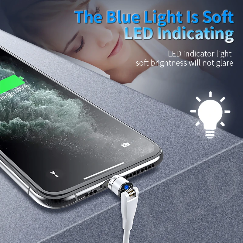 Магнитный кабель вращающийся на 2020 градусов Micro USB Тип C быстрая зарядка для iPhone 11
