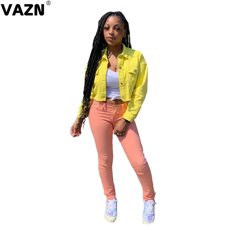 VAZN PN6279, осенняя верхняя одежда, 4 цвета, повседневная, Молодежная, энергетическая, модная, однотонная, длинный рукав, тонкая, для женщин, дикая, Джокер, короткая верхняя одежда