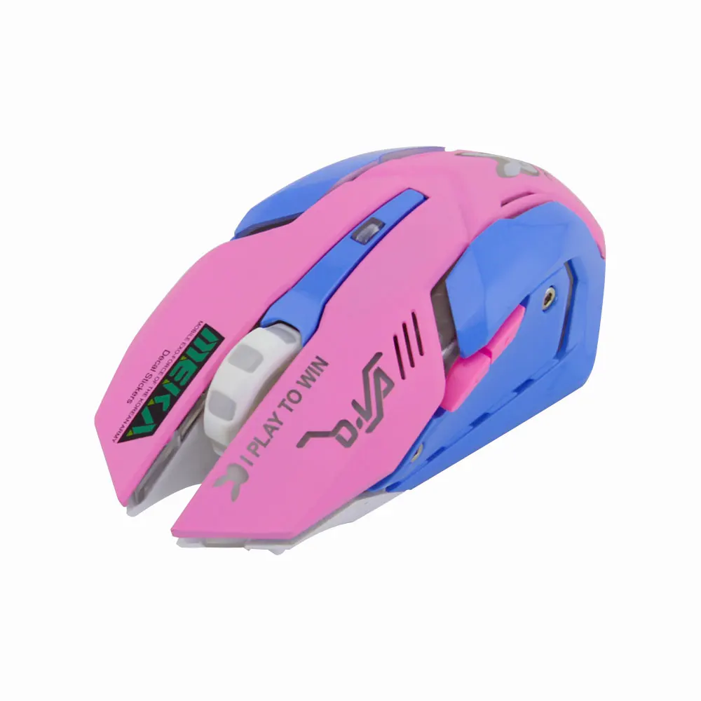 Rosa sem Fio Rato de Jogos Mause para Meninas Computador Recarregável Óptico Ratos Dpi Ergonômico Usb Bonito Gamer Escritório Roxo 2400 - Imagem 2