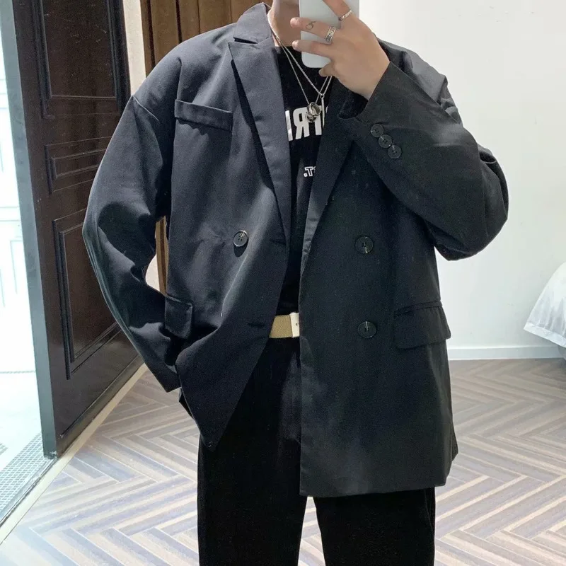 

19 Autumn New Japanese Korean Version Of The Large Size Loose Wild Student Trend Solid Color Work Men's Casual Blazer