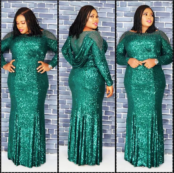 Новое Элегантное модное Стильное Африканское женское летнее платье размера плюс с принтом - Цвет: Зеленый