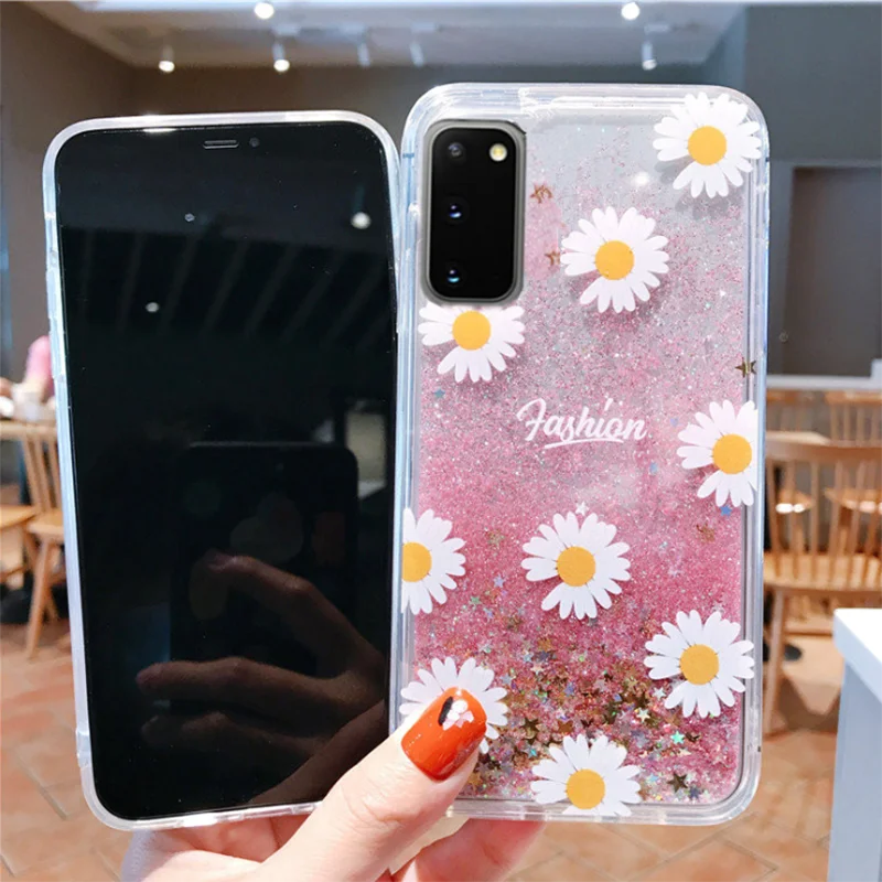 Жидкий зыбучий песок силиконовый чехол для Samsung S20Ultra Note10lite2020 милый Блестящий
