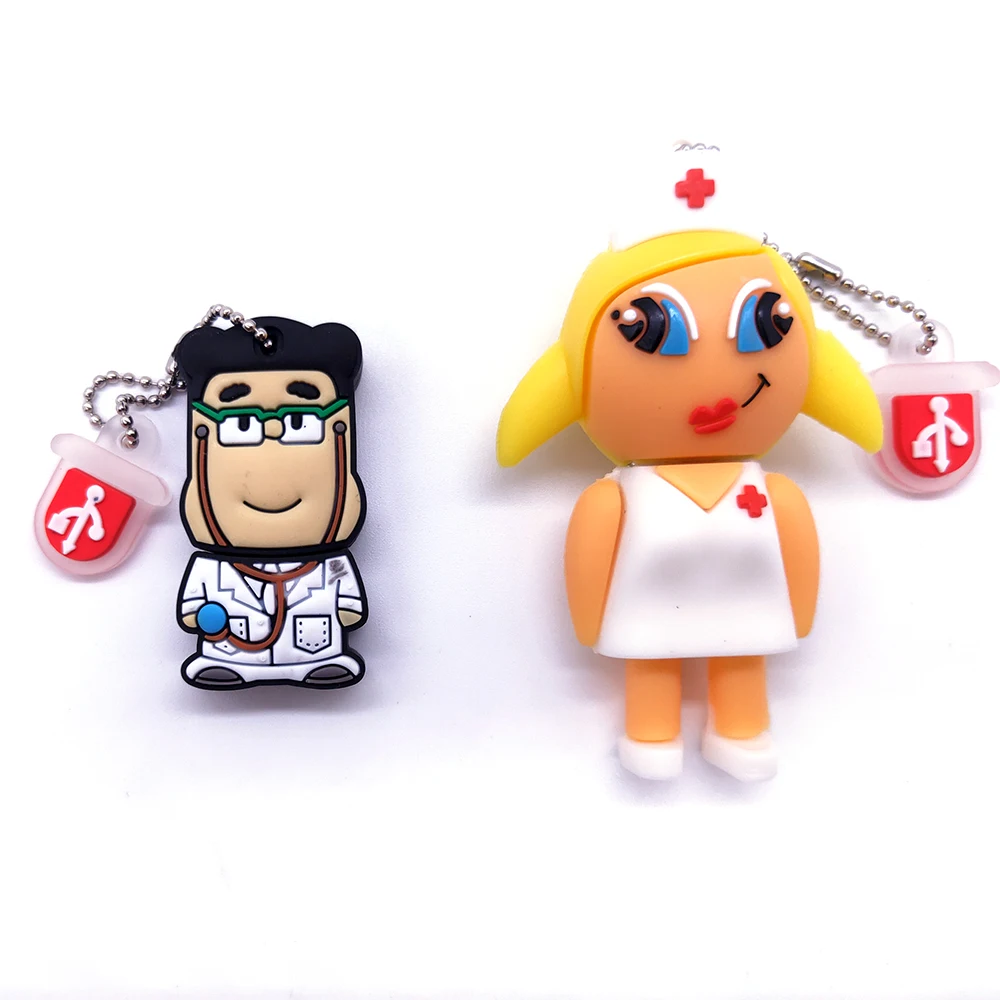 

Doctor Nurse Cartoons Usb Flash Drive Pen Drive 4GB 8GB 16GB 32GB 64GB 128GB White Pendrive Memory Usb Stick Flash Memoria Disk