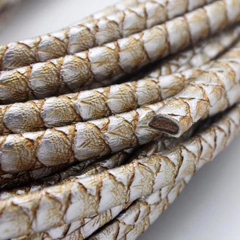 

AaaZee 1 Yard 10mmx6mm Fish Scales Shape Grained Licorice Leather, 10mm Oval Embossed Bangle Bracelet Leather for DIY Art Crafts