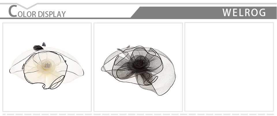 WELROG головной убор с цветочным пером и сеткой для свадебного коктейля, твердые жемчужные перья, головной убор, Вечерние черные боковые шляпы, женские головные уборы
